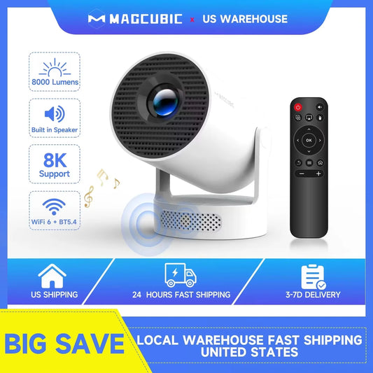 Magcubic HY300 Pro Projector – 8000 Lumens, Android 14, Wi-Fi, 200"