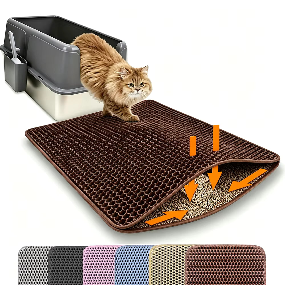 Cat Litter Mat Double Layer – Honeycomb EVA, Waterproof, 2 Sizes, 4 Colors