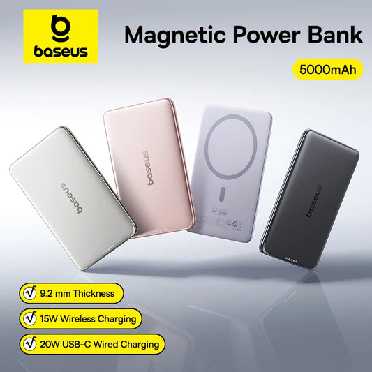 Baseus 5000mAh Magnetic Wireless Power Bank – Ultra Slim Fast Charger