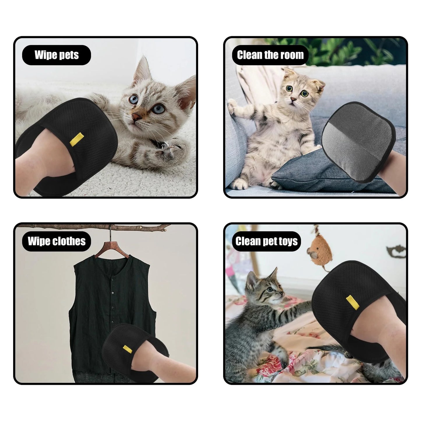 Pet Hair Removal Gloves – Reusable Double-Sided Grooming Mitt