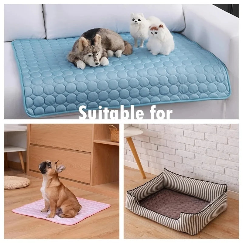 Dog Cooling Mat – Self-Cooling Ice Silk Pad for Dogs & Cats, Washable, XS–2XL