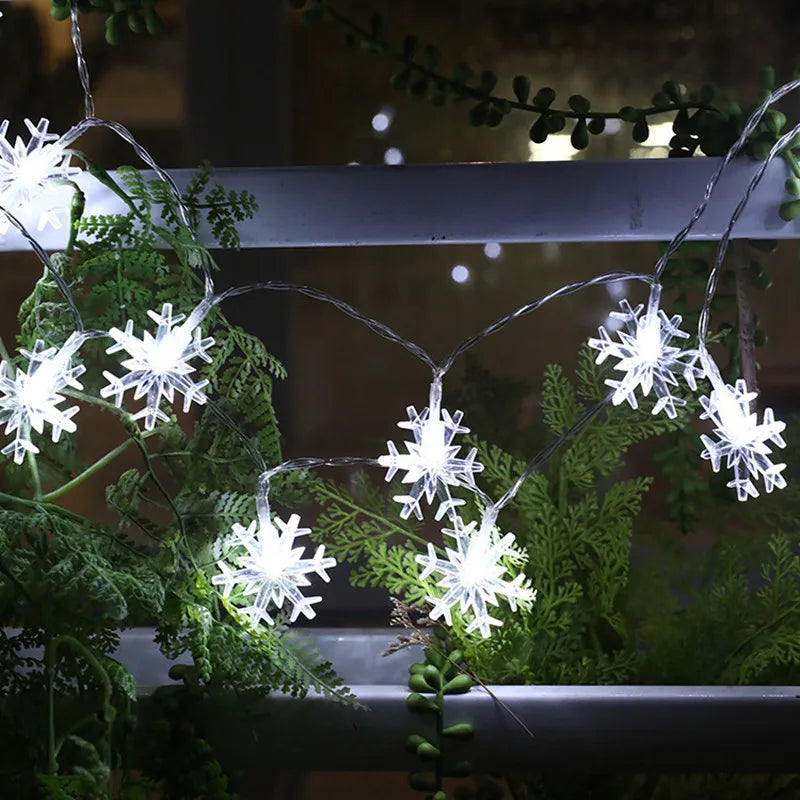 LED Snowflake String Lights – USB or Battery, 10–40 LEDs