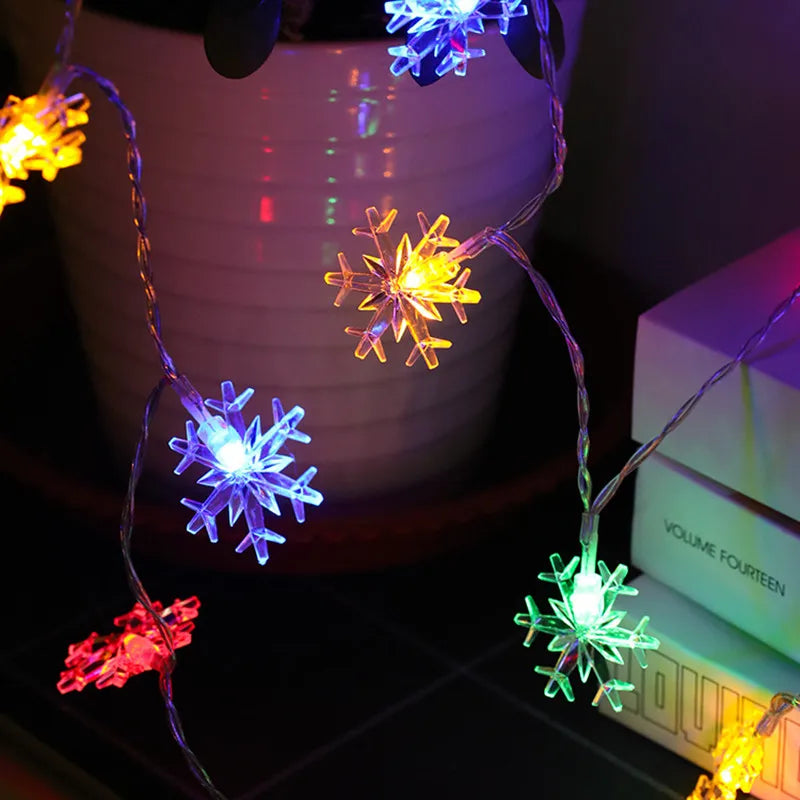 LED Snowflake String Lights – USB or Battery, 10–40 LEDs