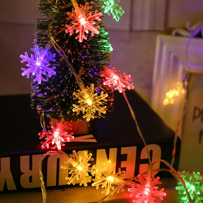 LED Snowflake String Lights – USB or Battery, 10–40 LEDs