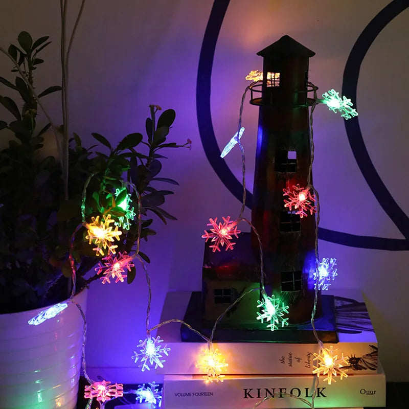 LED Snowflake String Lights – USB or Battery, 10–40 LEDs