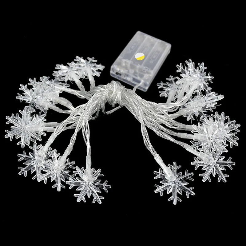 LED Snowflake String Lights – USB or Battery, 10–40 LEDs