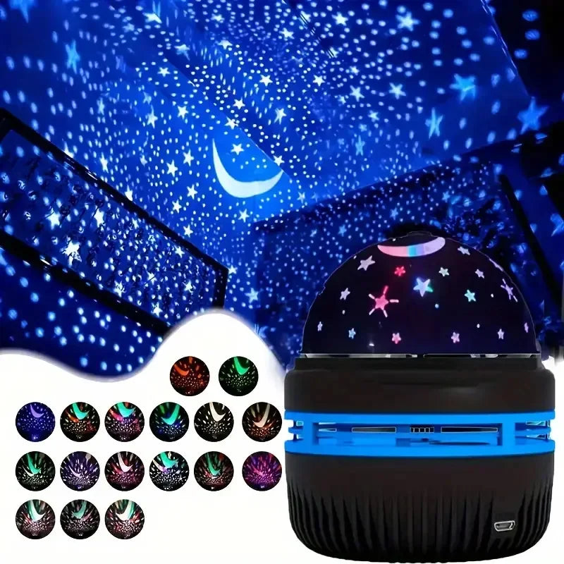 LED Moon & Star Projector Night Light – USB Powered