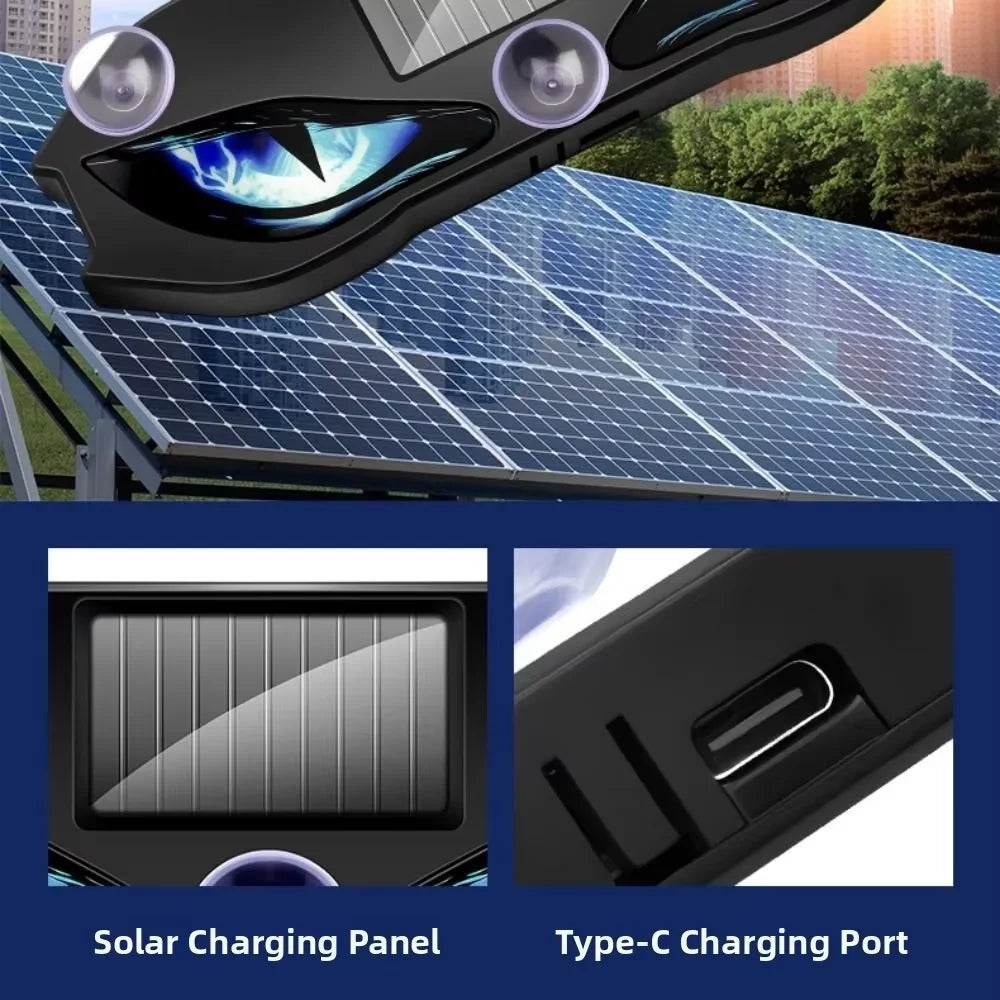 Solar Car Demon Eye Light – Auto On/Off, Vibration Activation, USB