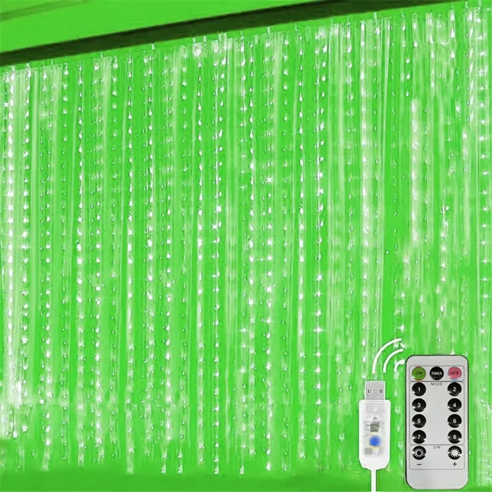 USB LED Curtain Lights with Remote – 100–600 LEDs