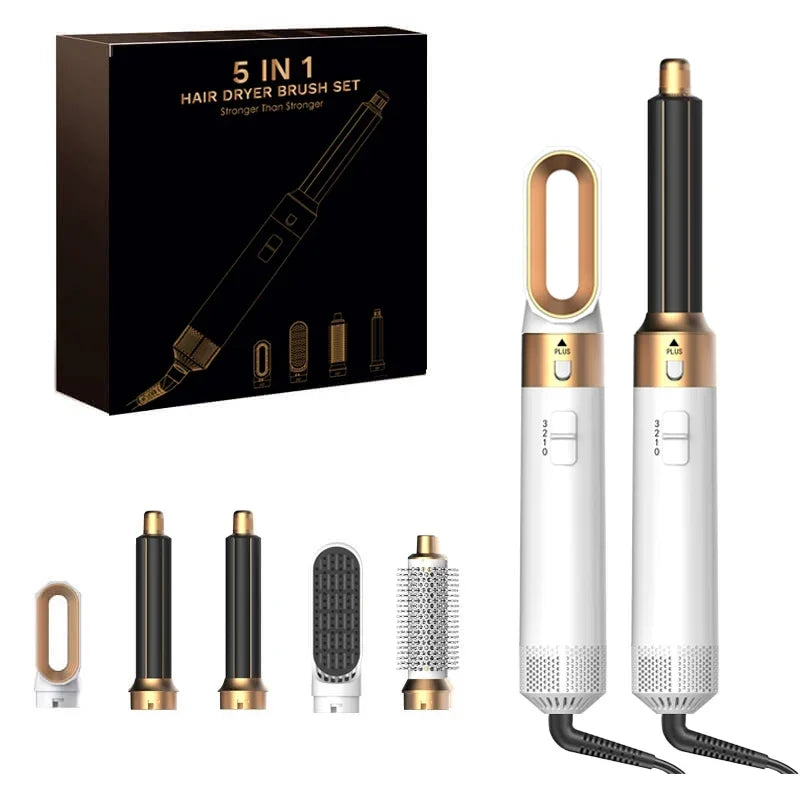 5-in-1 Hair Dryer & Styler Kit – Hot Air Brush, Curling Iron & Straightener