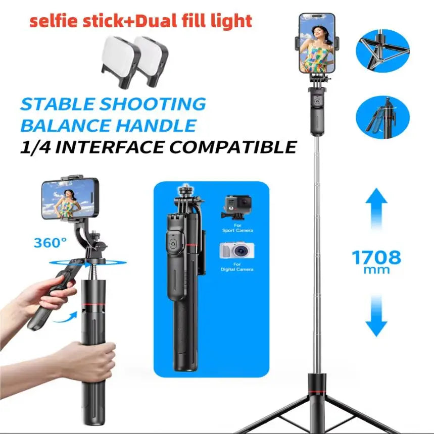 MEUYAG Selfie Stick Tripod – Extends to 1.7m, Bluetooth Remote