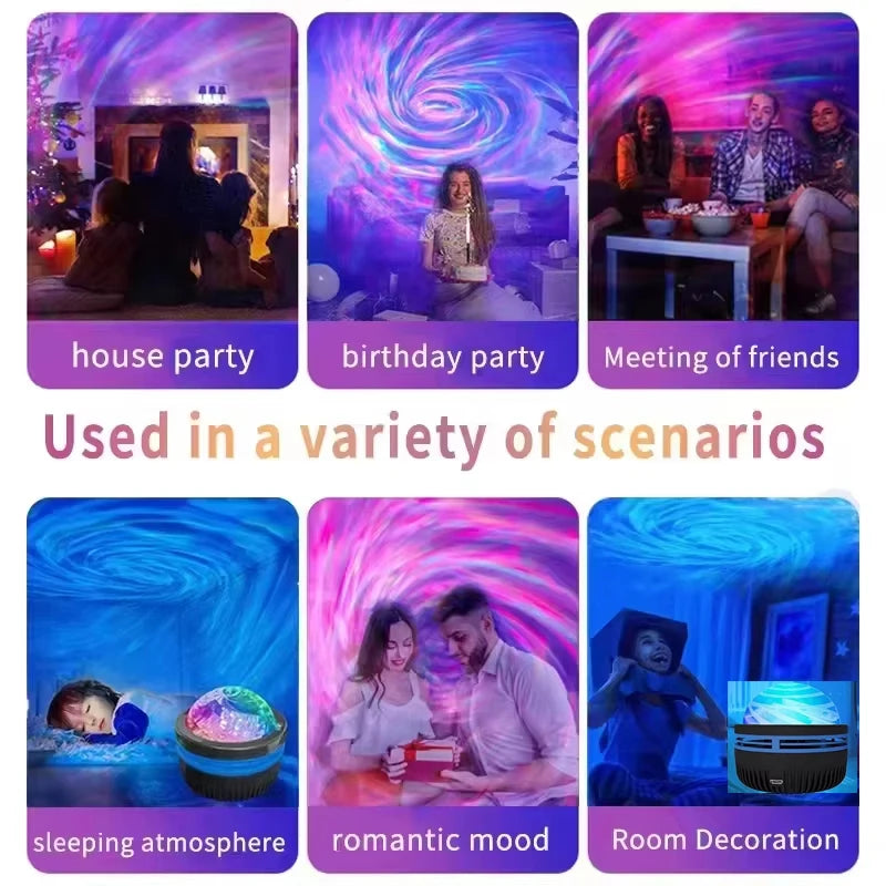 LED Galaxy Projector Night Light – RGB, Remote Control, USB, Bedroom & Party