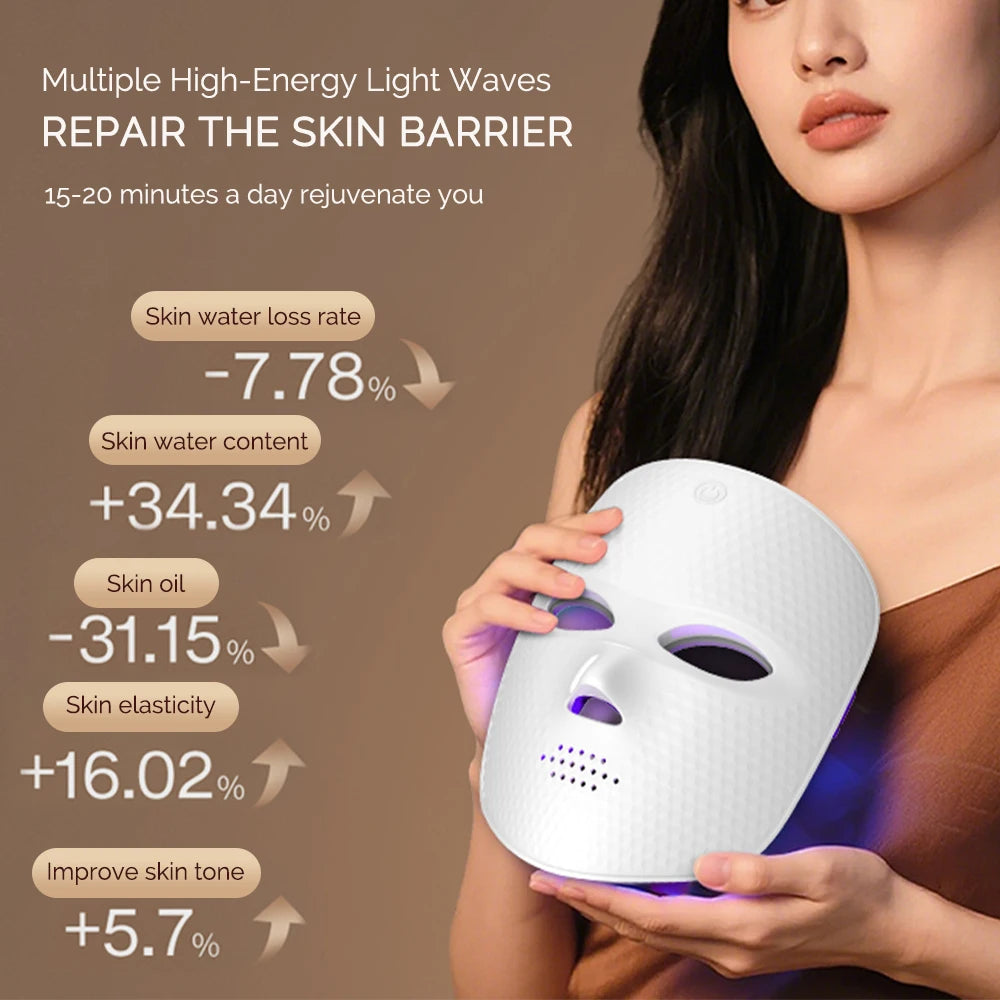 Wireless 7-Color LED Face Mask with USB-C Charging