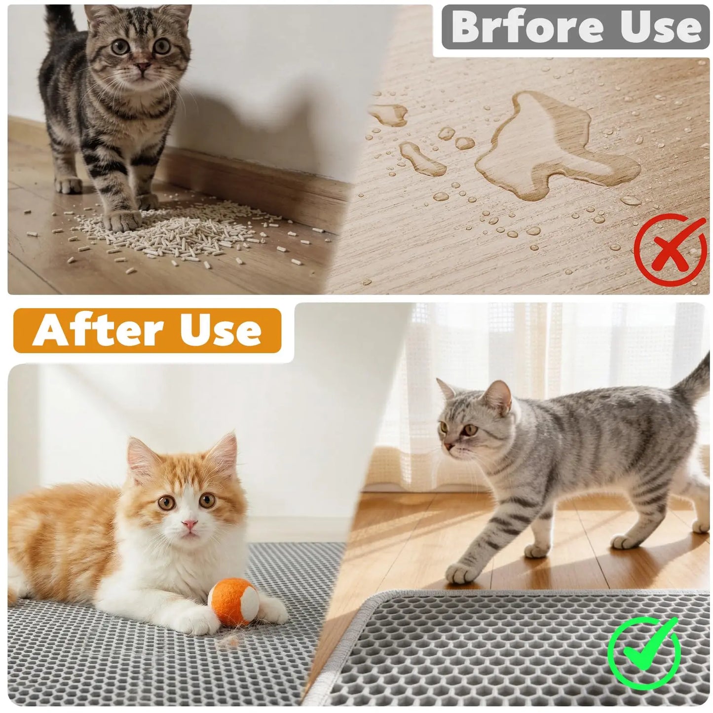 Cat Litter Mat Double Layer – Honeycomb EVA, Waterproof, 2 Sizes, 4 Colors