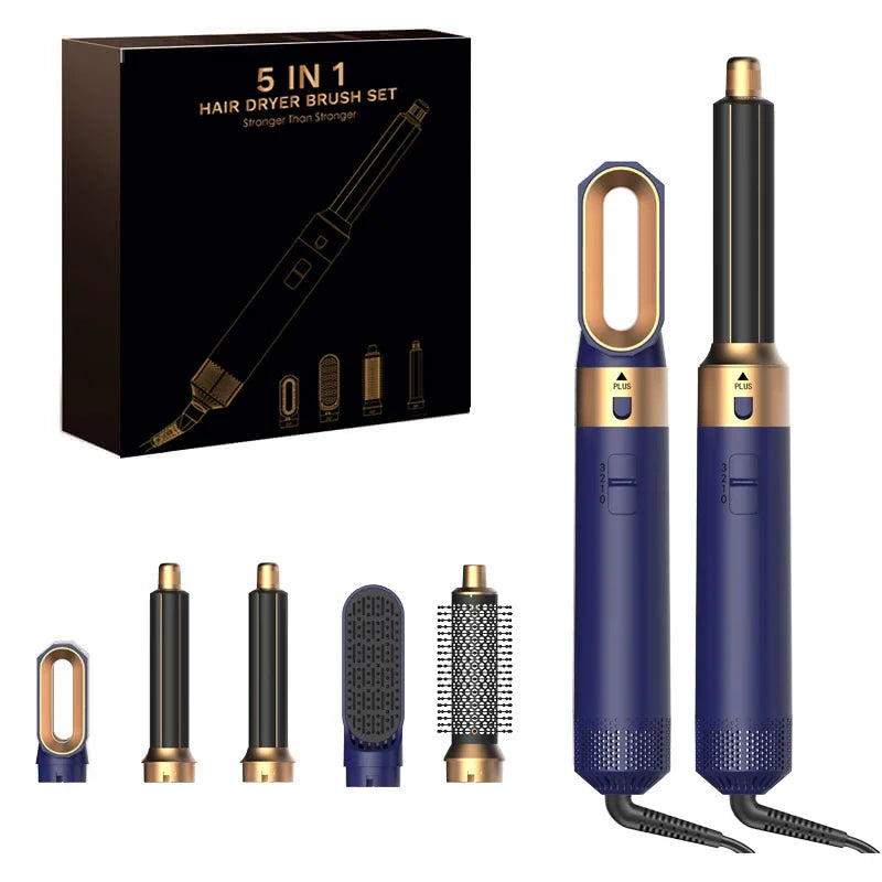 5-in-1 Hair Dryer & Styler Kit – Hot Air Brush, Curling Iron & Straightener