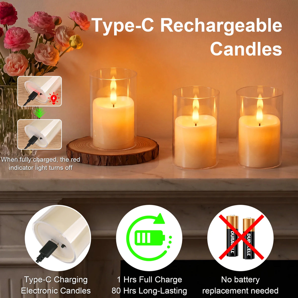 Rechargeable Flameless LED Tea Lights with Remote & Timer