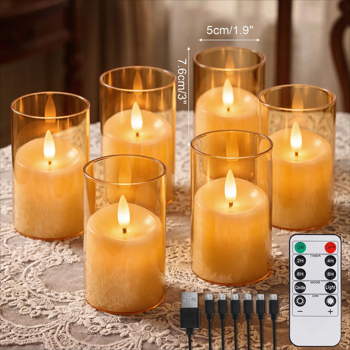 Rechargeable Flameless LED Tea Lights with Remote & Timer