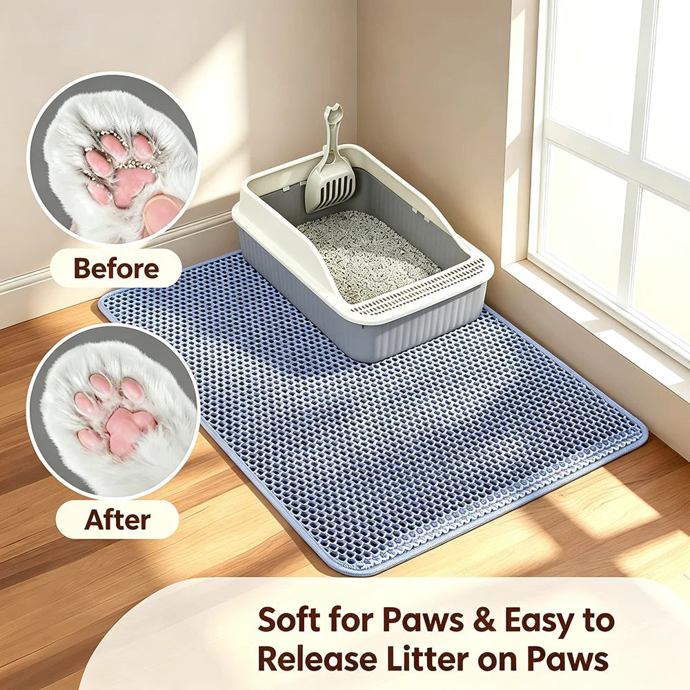 Cat Litter Mat Double Layer – Honeycomb EVA, Waterproof, 2 Sizes, 4 Colors