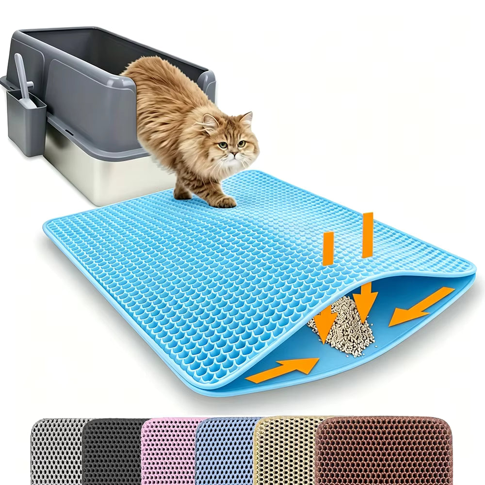 Cat Litter Mat Double Layer – Honeycomb EVA, Waterproof, 2 Sizes, 4 Colors