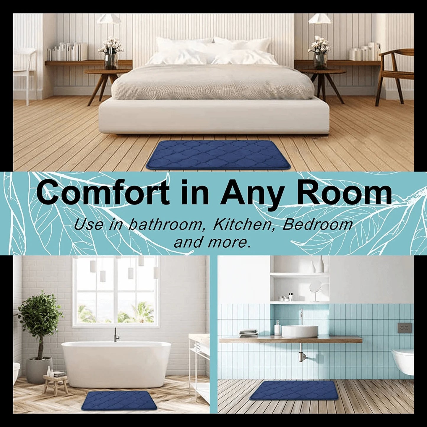 Memory Foam Bathroom Rug – Anti-Slip, Ultra Soft, Water Absorbent, Machine Washable