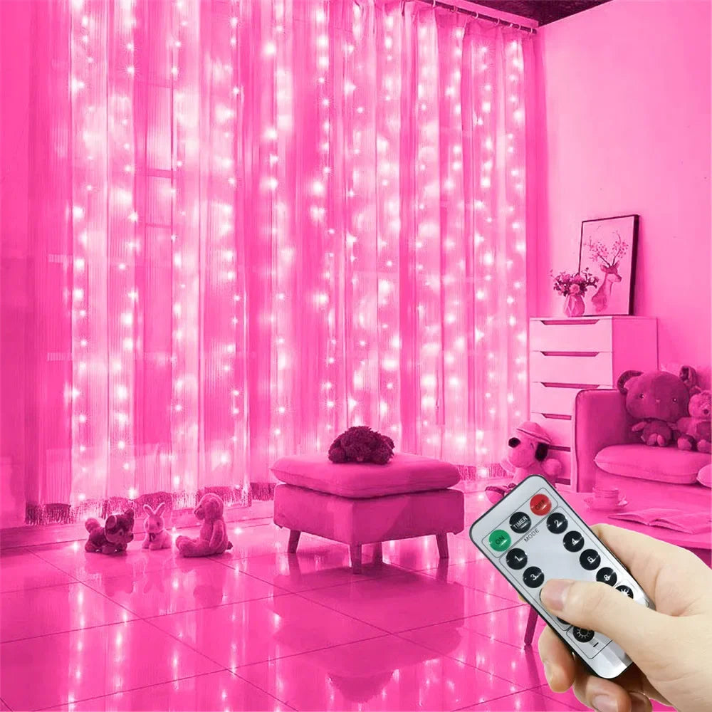 USB LED Curtain Lights with Remote – 100–600 LEDs
