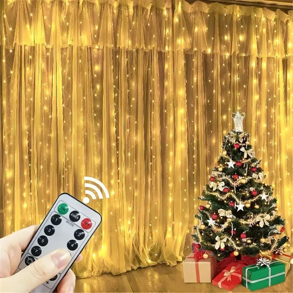 USB LED Curtain Lights with Remote – 100–600 LEDs