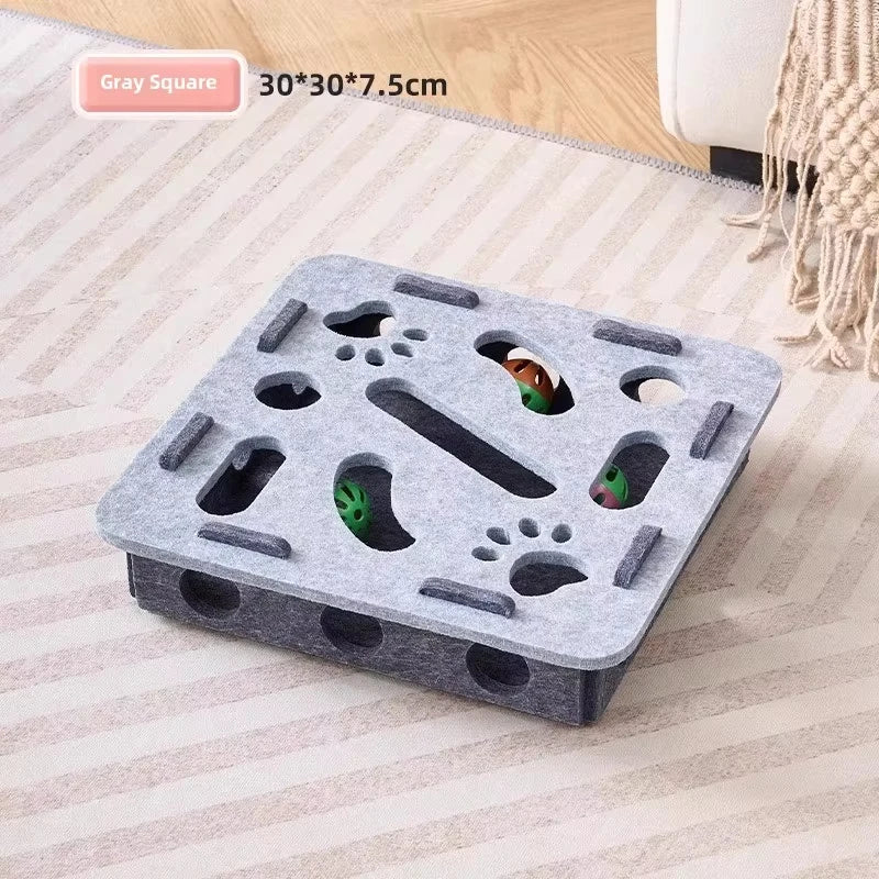 Cat Puzzle Toy – Felt Box with Ball for Indoor Cats