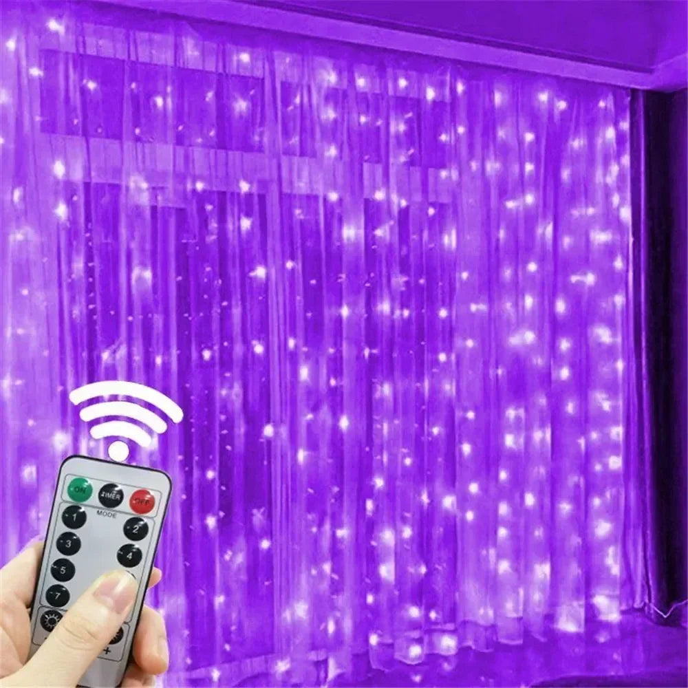 USB LED Curtain Lights with Remote – 100–600 LEDs