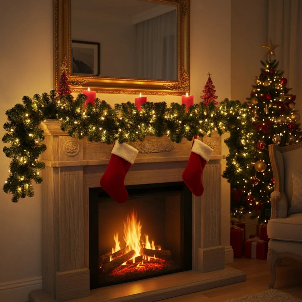 Artificial Christmas Garland, 8.9 ft – With or Without LED Lights