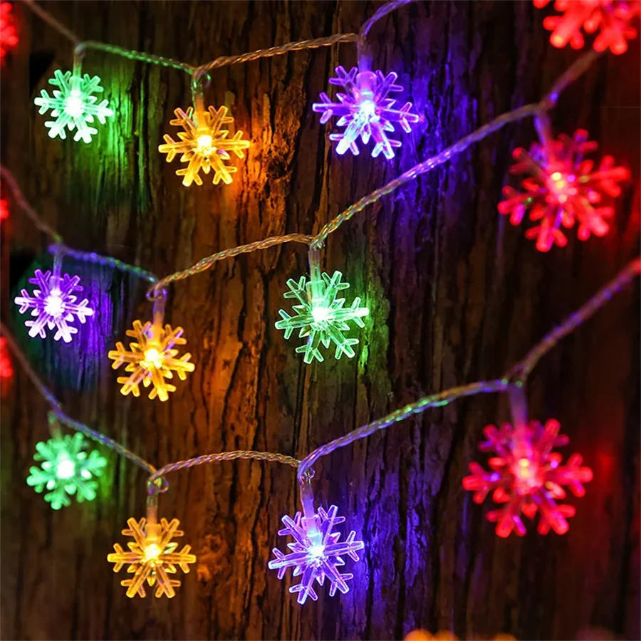 LED Snowflake String Lights – USB or Battery, 10–40 LEDs