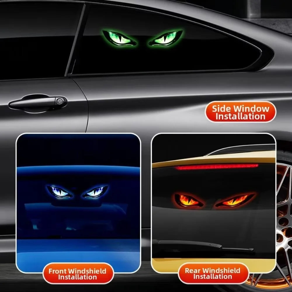 Solar Car Demon Eye Light – Auto On/Off, Vibration Activation, USB