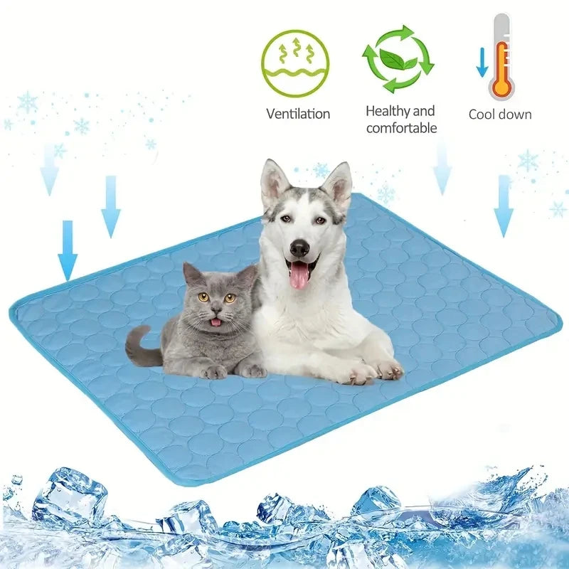 Dog Cooling Mat – Self-Cooling Ice Silk Pad for Dogs & Cats, Washable, XS–2XL