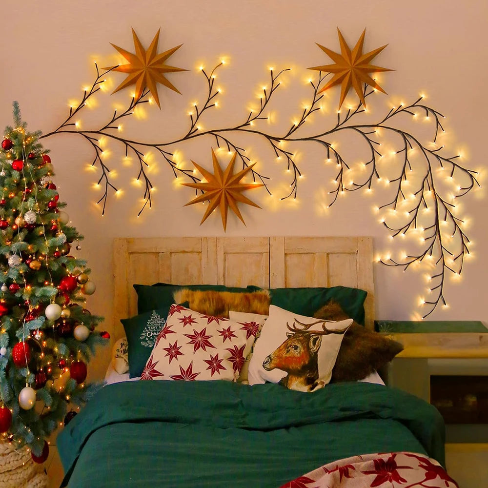 Warm White LED Willow Vine Lights – USB or Solar, 72/96 LEDs
