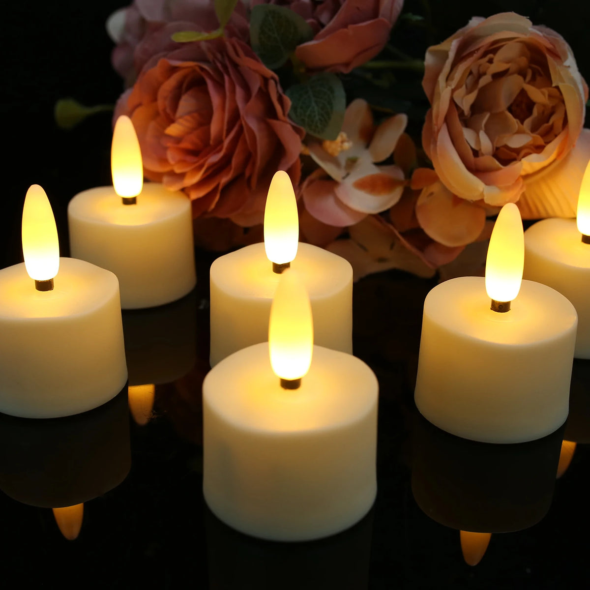 Rechargeable Flameless LED Tea Lights with Remote & Timer