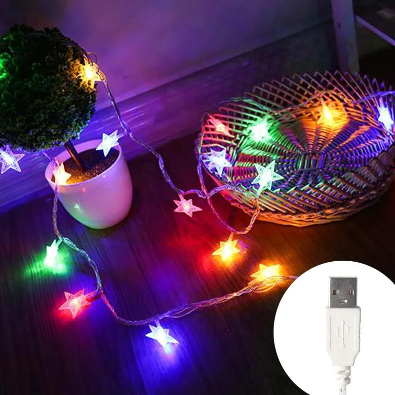 LED Star Fairy String Lights – USB or Battery, 1.5–10 m