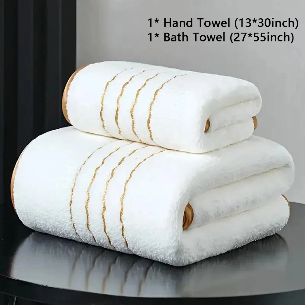 Premium Bath Towel Set – Soft & Absorbent, White, Grey & Dark Blue, 2/3/6/8 Pcs