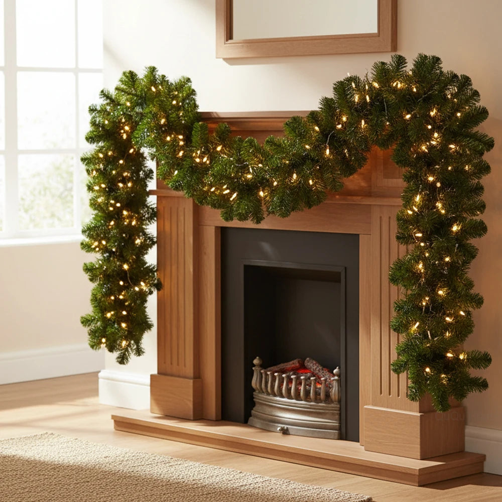Artificial Christmas Garland, 8.9 ft – With or Without LED Lights