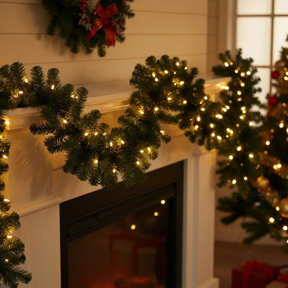 Artificial Christmas Garland, 8.9 ft – With or Without LED Lights