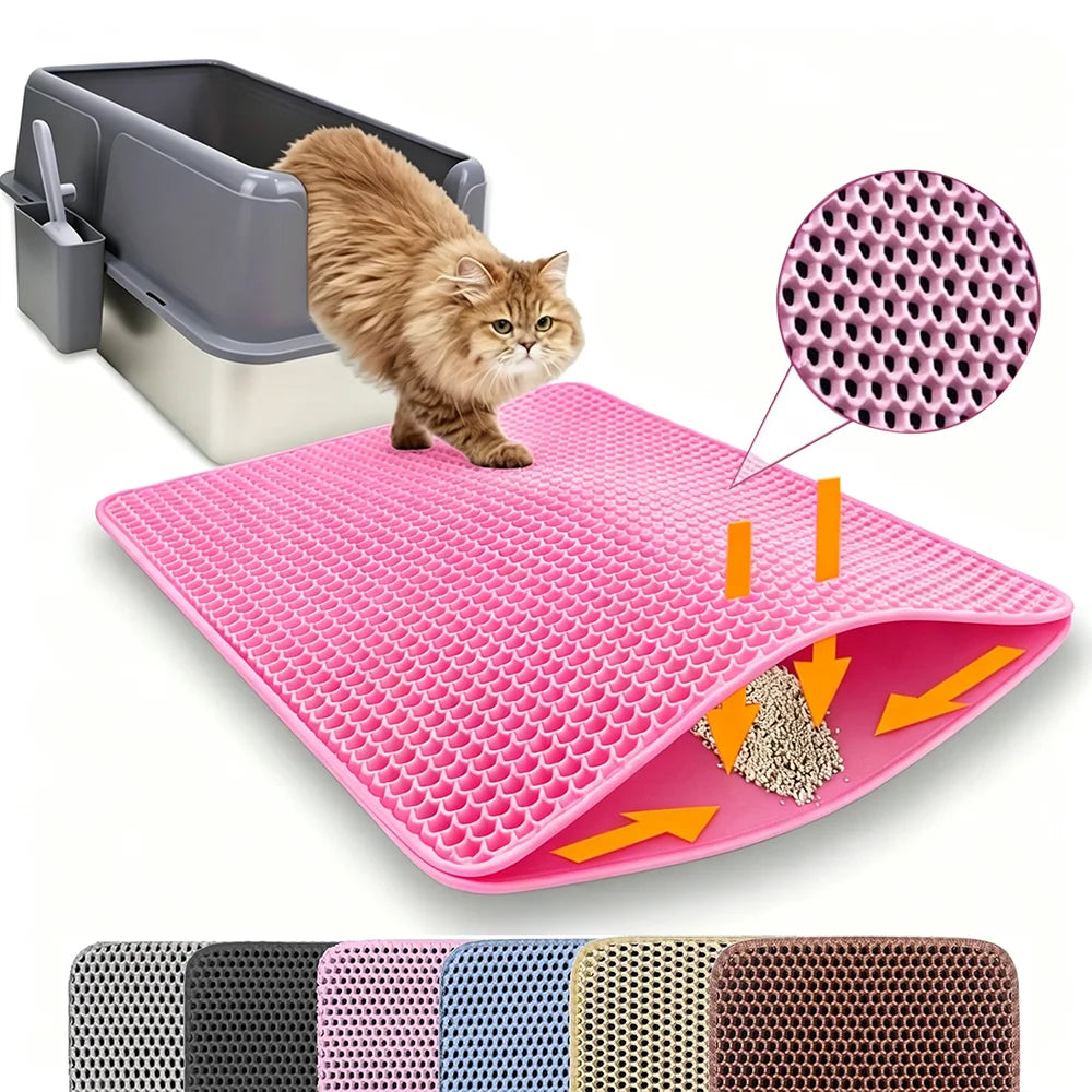 Cat Litter Mat Double Layer – Honeycomb EVA, Waterproof, 2 Sizes, 4 Colors