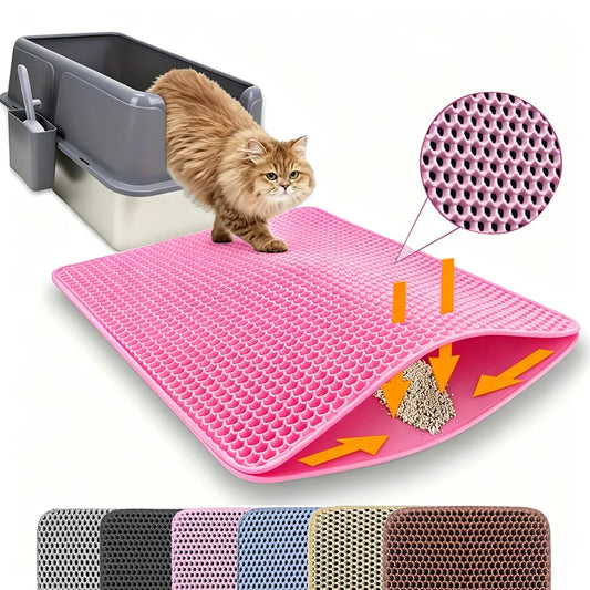 Cat Litter Mat Double Layer – Honeycomb EVA, Waterproof, 2 Sizes, 4 Colors