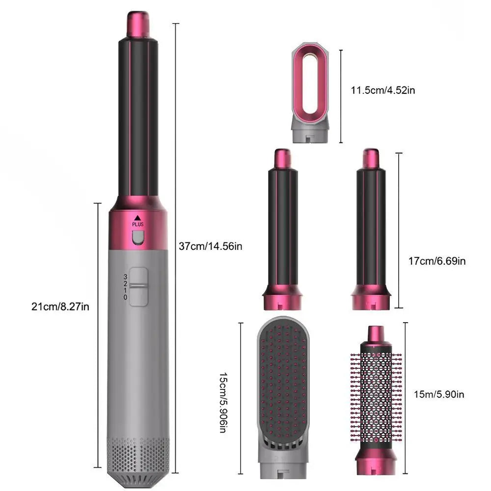 5-in-1 Hair Dryer & Styler Kit – Hot Air Brush, Curling Iron & Straightener