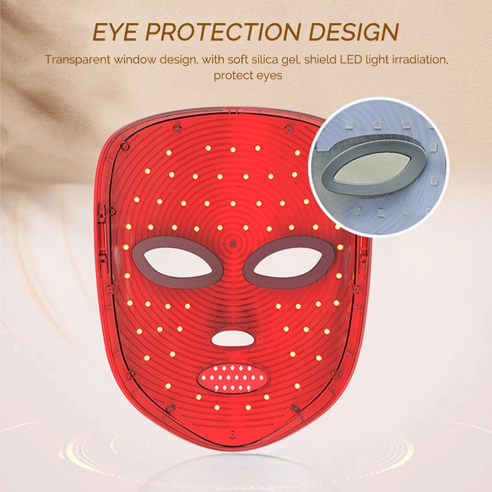 Wireless 7-Color LED Face Mask with USB-C Charging