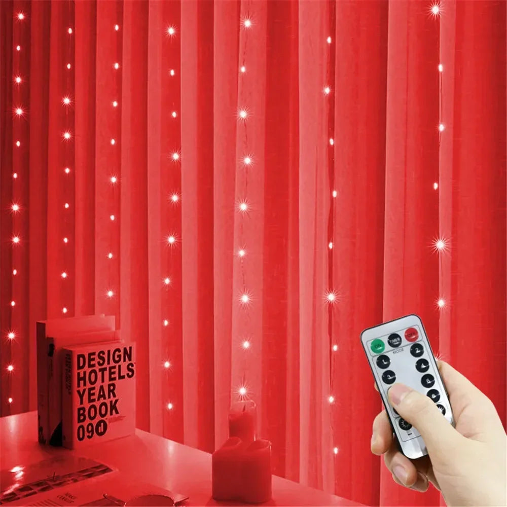 USB LED Curtain Lights with Remote – 100–600 LEDs