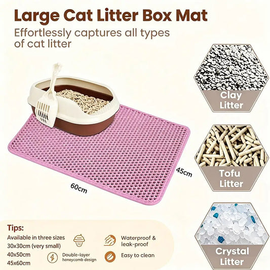 Cat Litter Mat Double Layer – Honeycomb EVA, Waterproof, 2 Sizes, 4 Colors