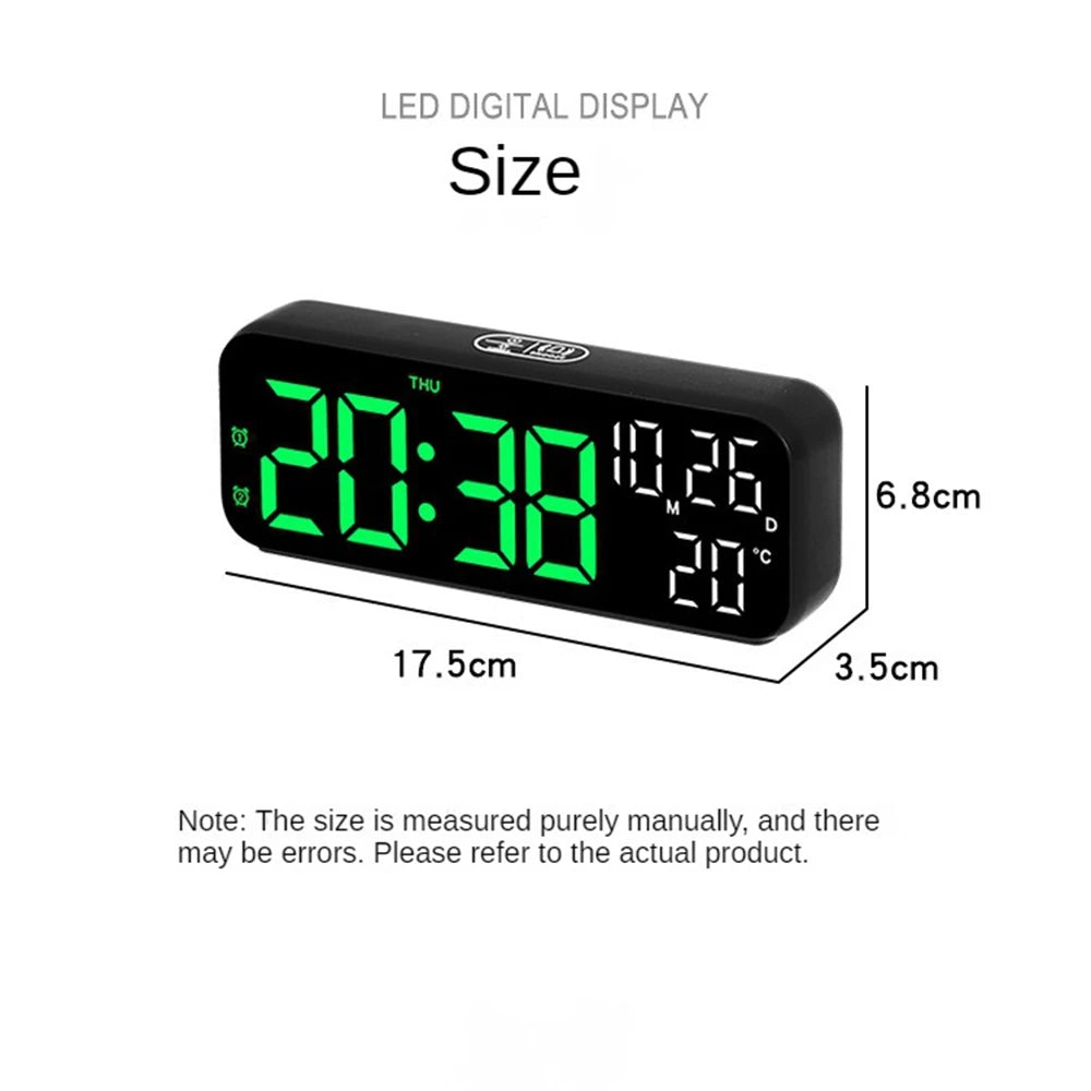 Digital Alarm Clock – Voice Control, Temperature & Date Display, 3 Brightness Levels, USB