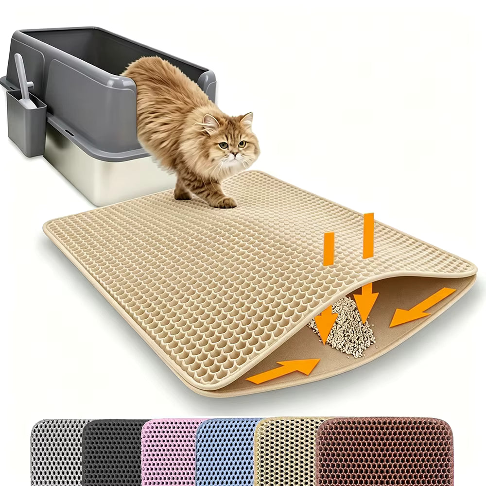 Cat Litter Mat Double Layer – Honeycomb EVA, Waterproof, 2 Sizes, 4 Colors