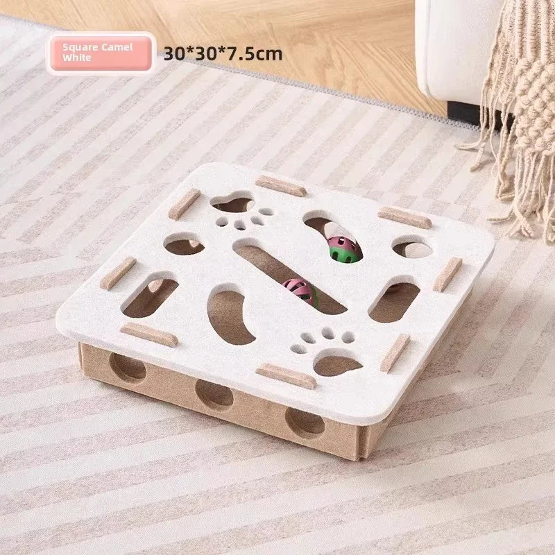 Cat Puzzle Toy – Felt Box with Ball for Indoor Cats
