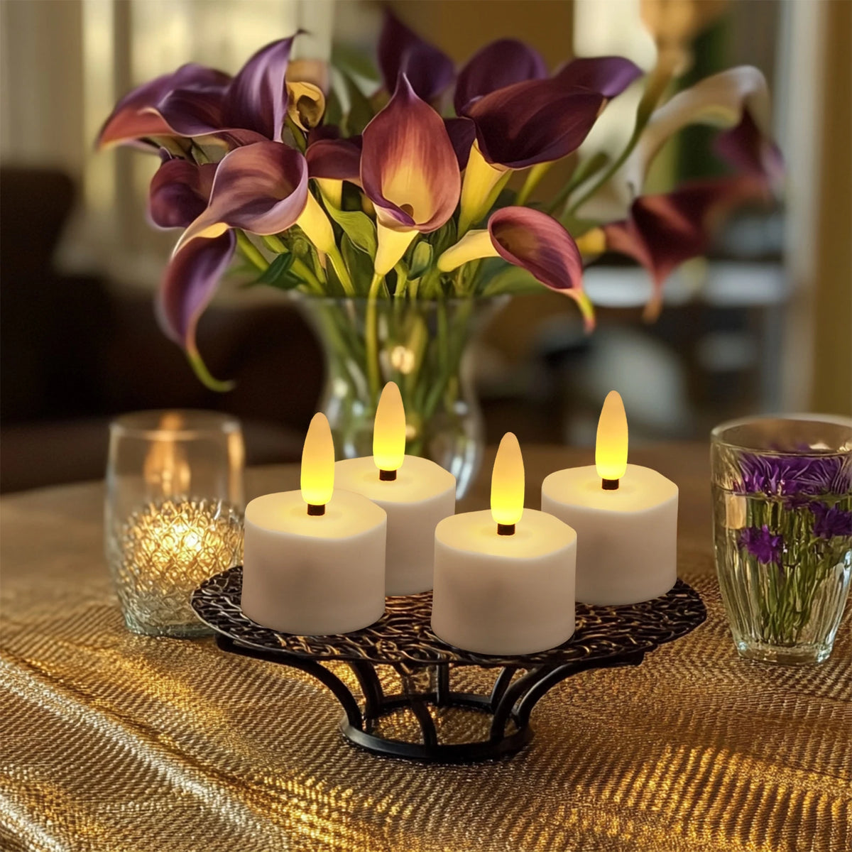 Rechargeable Flameless LED Tea Lights with Remote & Timer