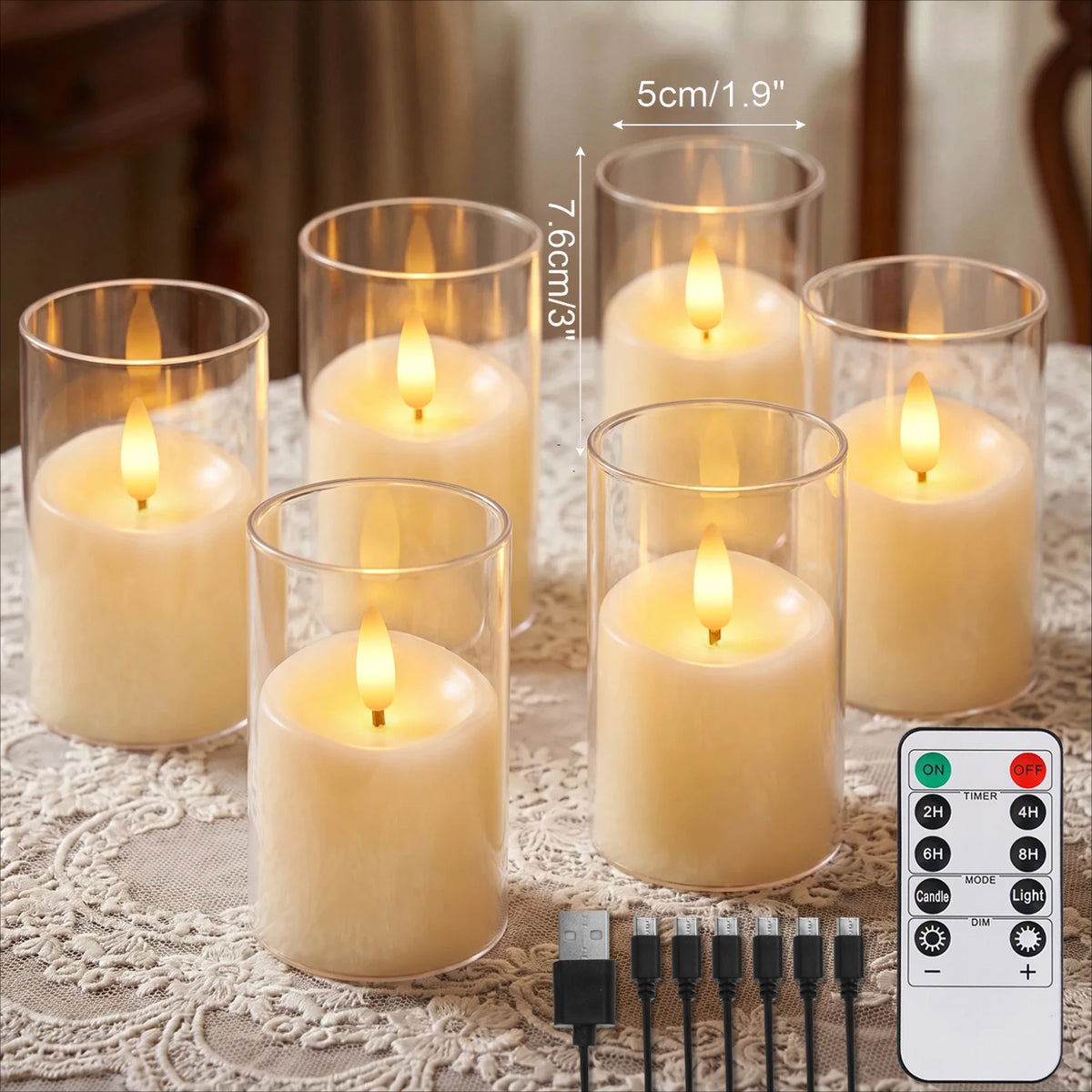 Rechargeable Flameless LED Tea Lights with Remote & Timer