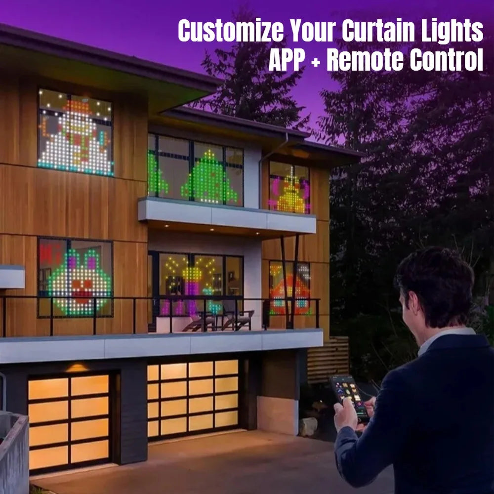 Smart RGB LED Curtain Lights with App Control & Music Sync
